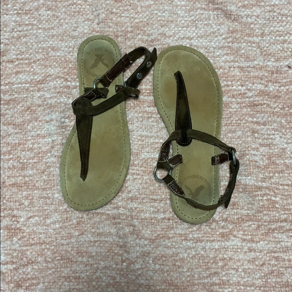 Brown flip flops